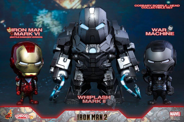 Hot Toys - COSB270 - Iron Man 2 - Iron Man Mark VI (Battle Damaged Version), War Machine & Whiplash Mark II Cosbaby