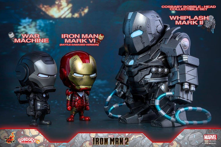 Hot Toys - COSB270 - Iron Man 2 - Iron Man Mark VI (Battle Damaged Version), War Machine & Whiplash Mark II Cosbaby