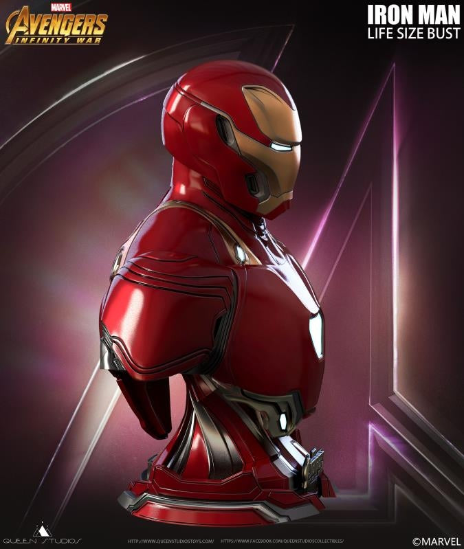 [Pre-Order] Queen Studios - Avengers Infinity War - Mark 50 Iron Man (Battle-Damaged Edition) LIFE SIZE BUST