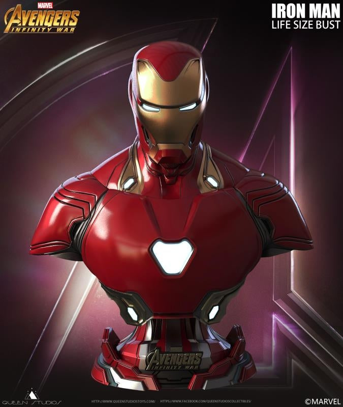 [Pre-Order] Queen Studios - Avengers Infinity War - Mark 50 Iron Man (Battle-Damaged Edition) LIFE SIZE BUST