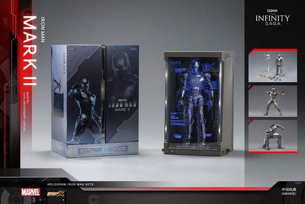 ZhongDong Toys - IRON MAN Mark II Action Figures Bundle set (with hall of armor blue light version and holograph panel)  