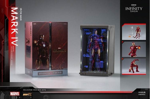 ZhongDong Toys - IRON MAN Mark IV Action Figures Bundle set (with hall of armor blue light version and holograph panel) 