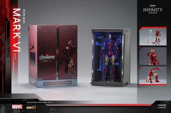 ZhongDong Toys - IRON MAN Mark VI Action Figures Bundle set (with hall of armor blue light version and holograph panel) 