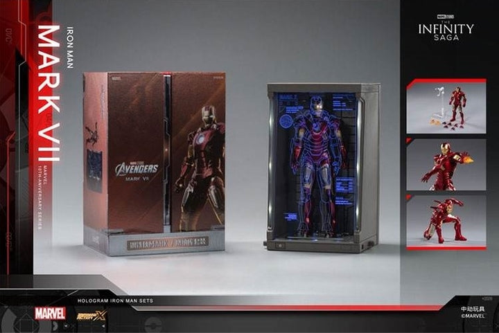 ZhongDong Toys - IRON MAN Mark VI Action Figures Bundle set (with hall of armor blue light version and holograph panel) 